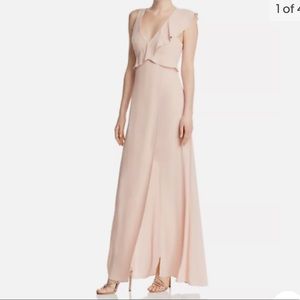 BCBGMAXAZRIA Ruffled Georgette Gown MSRP $298 Size 10- Bare Pink